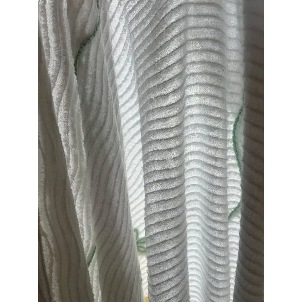 Vintage Chenille Baby Crib Blanket White With Yellow Deer Embroidery Thin Fabric - Picture 7 of 7